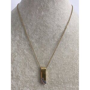 Trifari Silver & Gold Toned Silver Bar Necklace